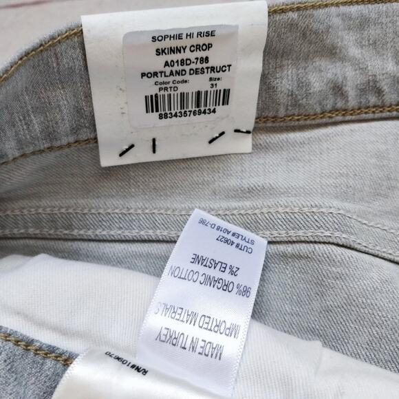 AGOLDE Sophie High Rise Skinny Crop Ankle Jeans Distressed Grey 31 NWT - Picture 5 of 8